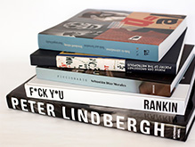 Stack of books distributed by John Rule Art Book Distribution